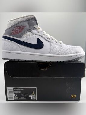 Nike Air Jordan 1 Mid Paris White Midnight Navy DR8038-100 Size 8